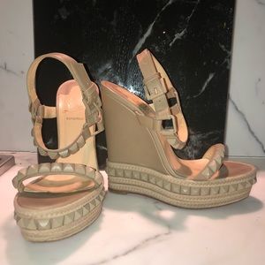 Christian louboutin studded wedges